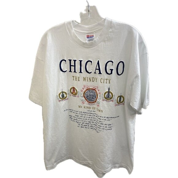 Hanes Other - Vintage Chicago White T-Shirt Men Xl Windy City Adult Hanes USA Made